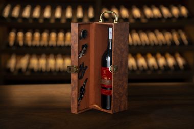 Hộp đựng rượu da đơn vân Phượng Hoàng